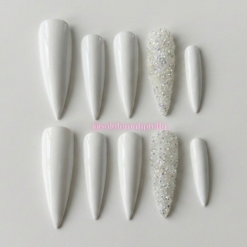 Pixie dust | white | press on nails ( Handmade )
